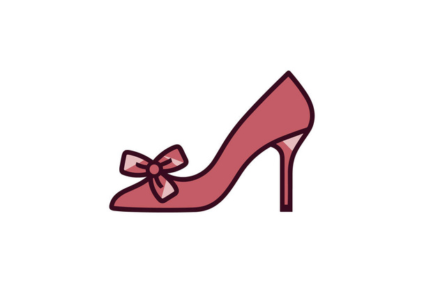 scarpa rossa femminile isolata su sfondo bianco. illustrazione vettoriale piatta - Vettoriali, immagini