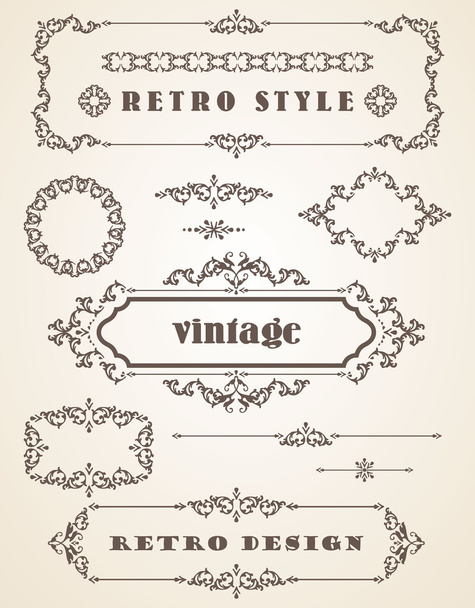 Set of Retro Vintage Frames and Borders. - Vector, Image