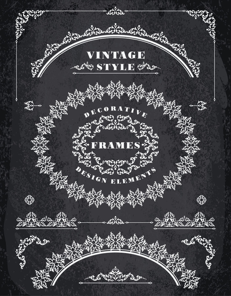 Set of Retro Vintage Frames and Borders.  Chalk Board Background - Vector, Imagen