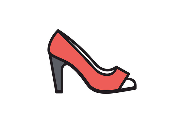 red high heels vector icon on white background - Vector, Image
