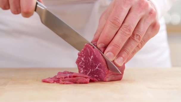 Beef fillet being sliced - Footage, Video
