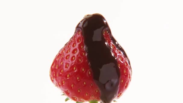 A strawberry with chocolate icing - Footage, Video