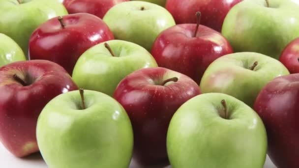 rote und grüne Äpfel in Reihen - Filmmaterial, Video