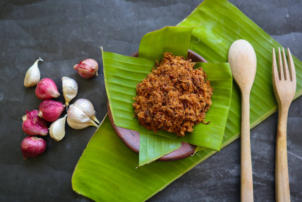 abon à base de viande, plats de viande hachée à base de cassonade et de conserves séchées. Indonésien asiatique nourriture - Photo, image