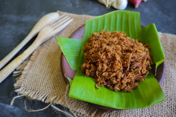 abon à base de viande, plats de viande hachée à base de cassonade et de conserves séchées. Indonésien asiatique nourriture - Photo, image