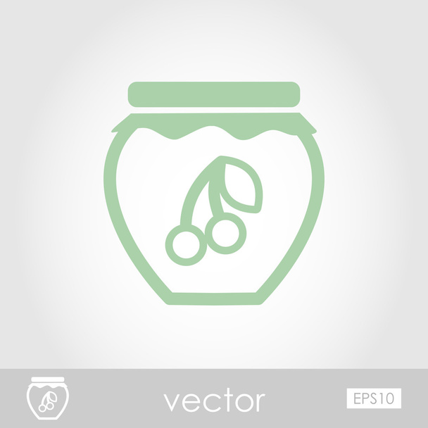 Cherry jam pot vector pictogram - Vector, afbeelding