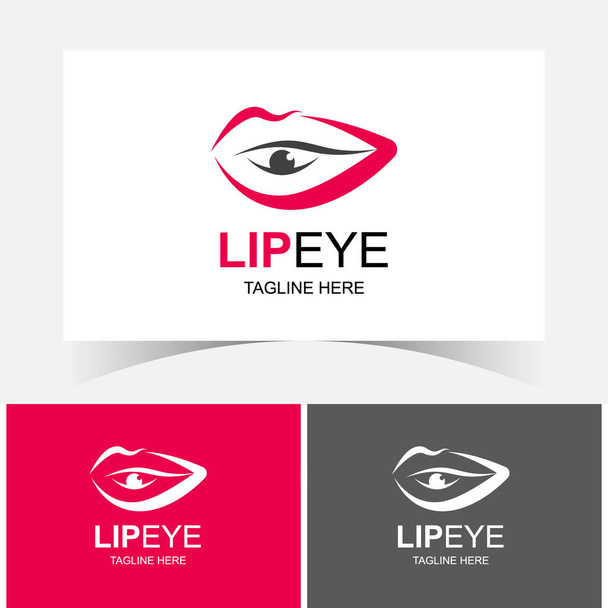 Lips Eye Logo Design Template. Logo combinato labbra e occhi. - Vettoriali, immagini
