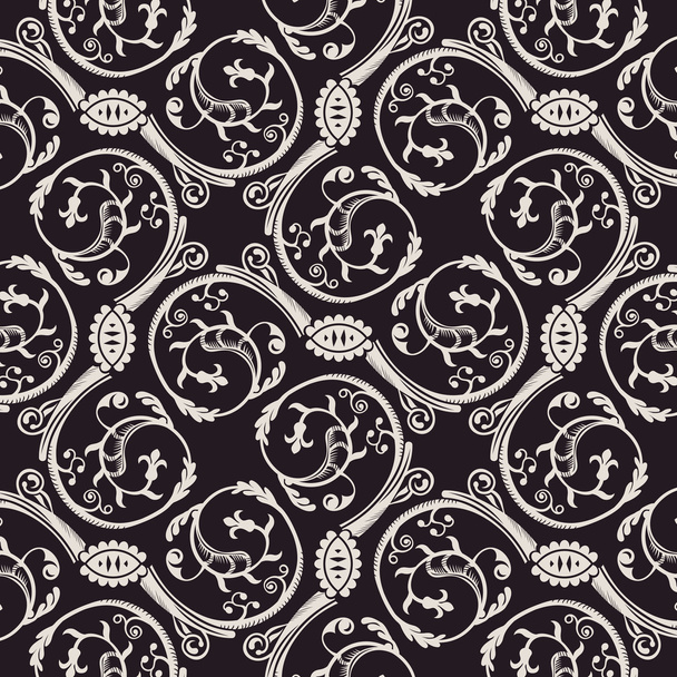 Seamless vector baroque curves wallpaper. Vintage background pat - Vector, Image