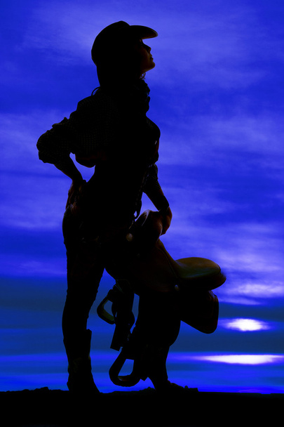 Silhouette von Cowgirl im Freien - Foto, Bild