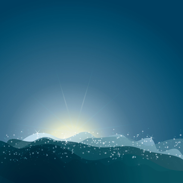 Auringonnousu merellä - Vektori, kuva