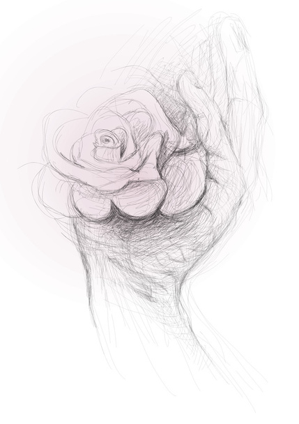 Rose in hand - Vector, afbeelding