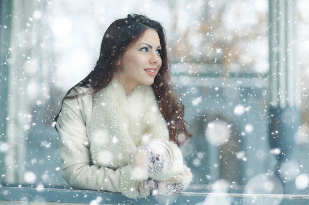 Young beautiful girl in winter - Fotó, kép