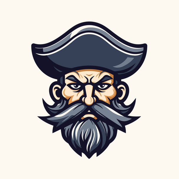 Capitán pirata con barba y bigote. Ilustración vectorial para su diseño - Vector, Imagen