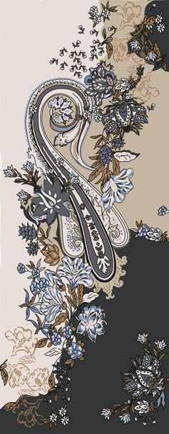 paisley and flowers - Vector, Image