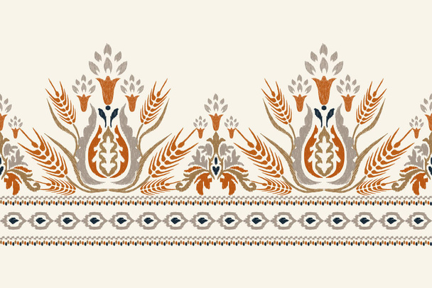 Ikat květinové paisley výšivky na bílém pozadí.Ikat etnický orientální vzor tradicional.Aztec styl abstraktní vektorové ilustrace.design pro texturu, tkaniny, oblečení, obaly, dekorace, sarong, šála - Vektor, obrázek
