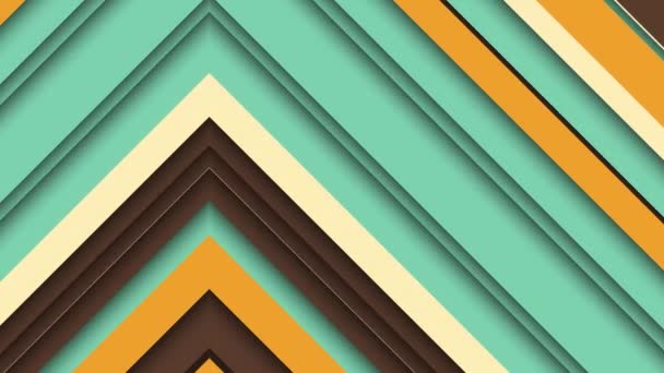Trendy retro 1970s striped pattern background with gently moving diagonal stripes in warm vintage color tones. This simple abstract motion background animation is 4K and a seamless loop. - Footage, Video