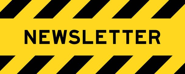 Colore giallo e nero con linea striped label banner con word newsletter - Vettoriali, immagini