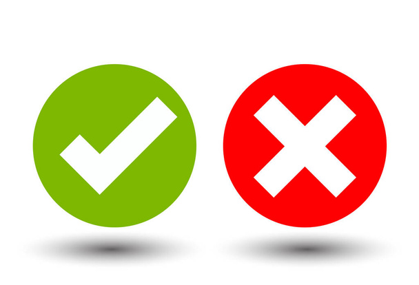 Confirm icon. checkmark and x or confirm and deny circle icon button - Vector, Image