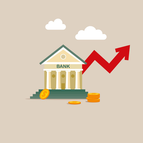 Increasing of interest rates, business profit growth. Flat vector illustration - Vector, Image