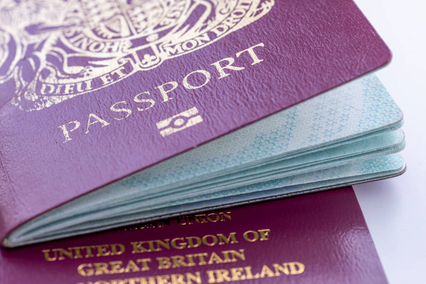 Gros plan sur les passeports britanniques. - Photo, image