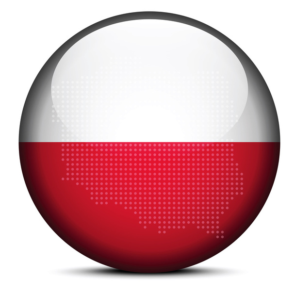 Map with Dot Pattern on flag button of Republic  Poland - Vector, Image