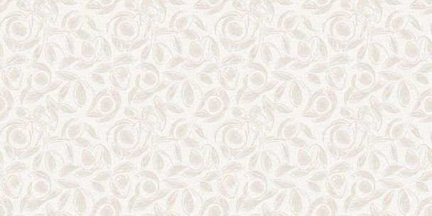 Subtle rustic elegance wedding floral block print linen seamless border. Banner print of white on white tonal cotton effect flower ribbon - Photo, Image