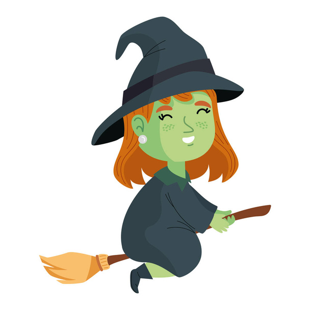 halloween witch in a broomstick illustration isolated - Vector, Image