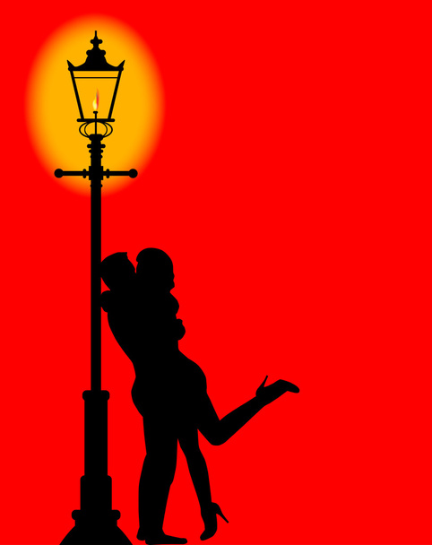 Kissing Under the Lamppost - Vector, Image