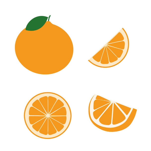 Taze portakal meyveleri, düz vektör çizimleri - Vektör, Görsel