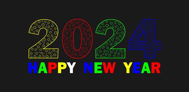 2024 Boldog új évet üdvözlő kártyát. Színes számok. Alkalmas üdvözlőlap, tapéta, banner, poszter vagy szórólap tervezésére. Vektorillusztráció. - Vektor, kép