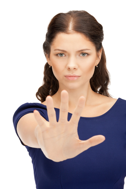 Woman making stop gesture - Foto, Bild