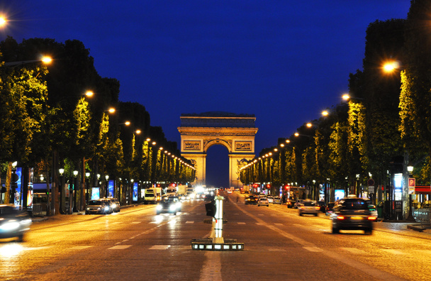 na champs-elysees v noci, Paříž - Fotografie, Obrázek