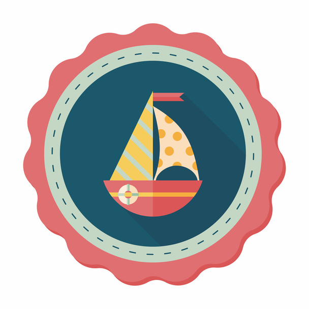 Sailboat flat icon with long shadow,eps10 - Vettoriali, immagini