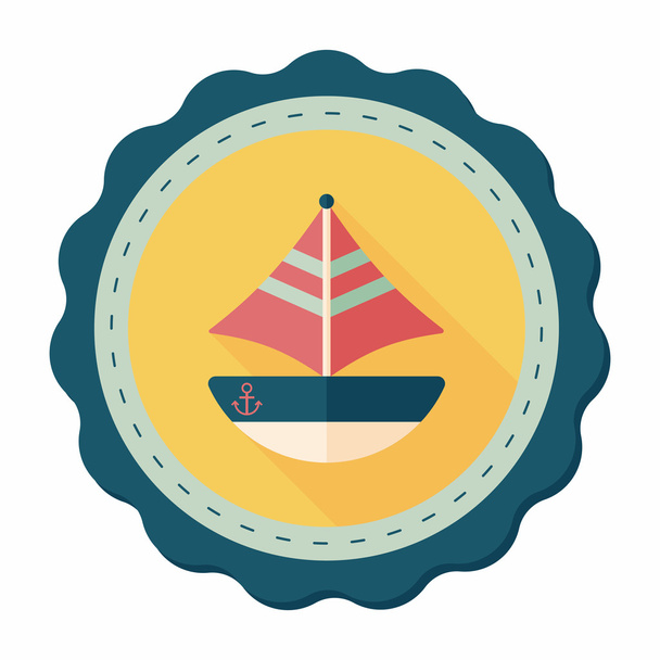 Transportation sailboat flat icon with long shadow,eps10 - Vettoriali, immagini
