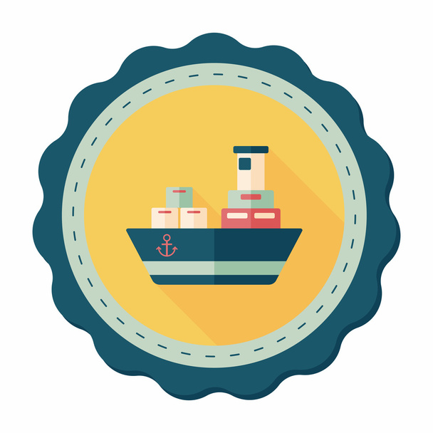 Transportation Container ship flat icon with long shadow,eps10 - Vector, afbeelding