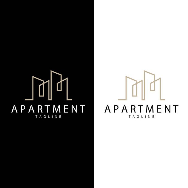 Logotipo do edifício do apartamento, Design moderno estilo linha vetor símbolo ilustração modelo - Vetor, Imagem