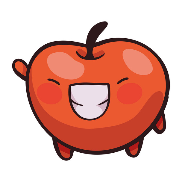 ősz kawaii alma izolált ikon - Vektor, kép