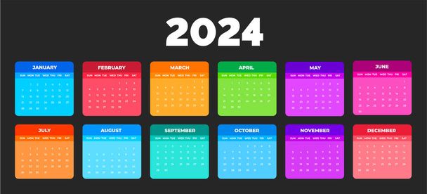 Wall yearly planner calendar for 2024 colorful Vector Image