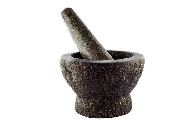 Antiguo mortero de granito con mortero
 - Foto, imagen