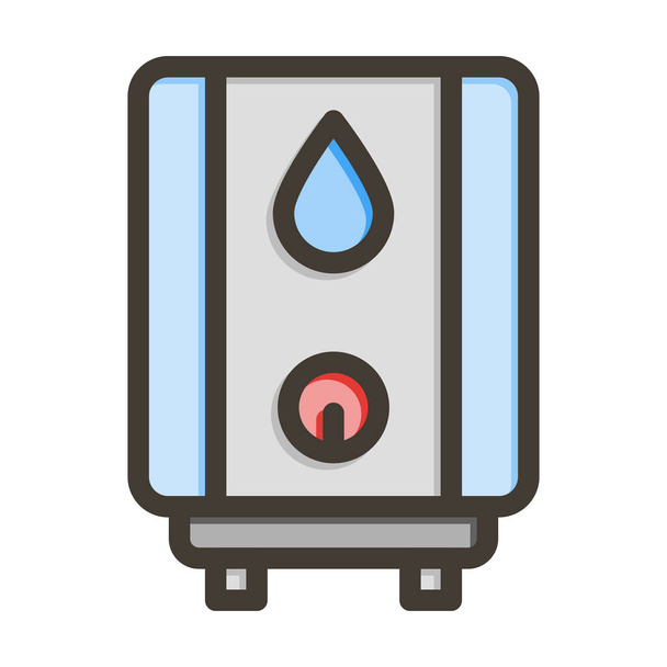 Warmwasserbereiter Vector Thick Line Colors Icon für den persönlichen und kommerziellen Gebrauch - Vektor, Bild