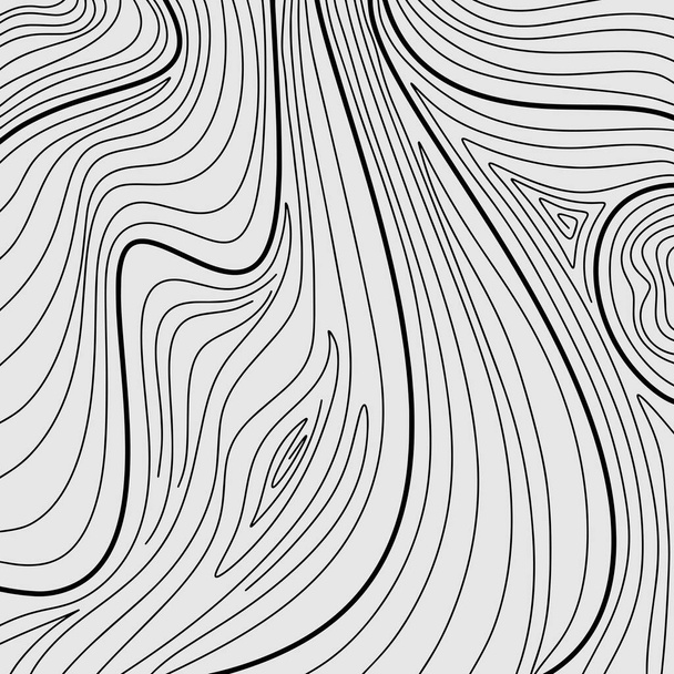 Siyah ve beyaz topografik çizgi kontur haritası arkaplan, el çizimi coğrafi ağ haritası - Vektör, Görsel