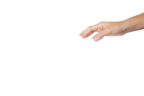 Το χέρι μιας γυναίκας δείχνει μια χειραψία και συγκινητική χειρονομία. - Φωτογραφία, εικόνα