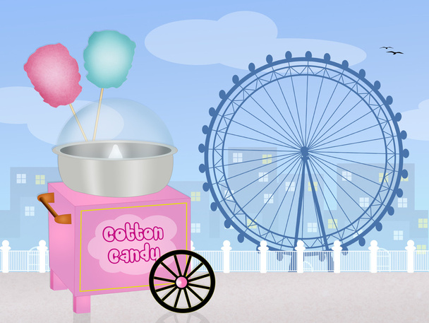 Cotton candy in the amusement park - Фото, изображение