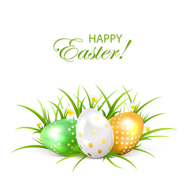 Easter eggs with grass - Vetor, Imagem
