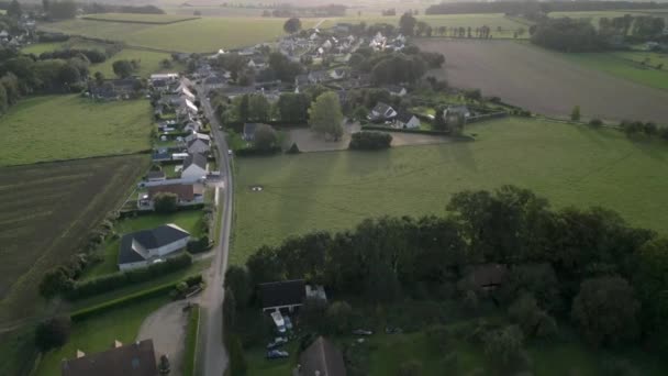 Drone aerial video footage of a small village in the countryside of northwest France. - Footage, Video