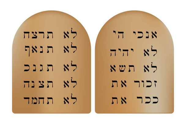 Tablettes de pierre avec les dix commandements de Dieu en hébreu. Illustration vectorielle. SPE 10. Image de stock. - Vecteur, image