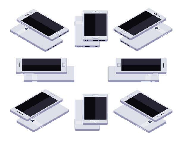 Изометрический белый смартфон
 - Вектор,изображение