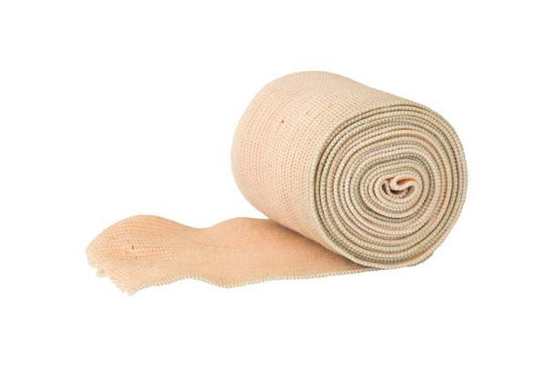 roll bandage for first aid accident arrangement flat lay style on background white  - Photo, Image
