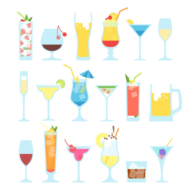 Cocktail set on white - Vector, Image