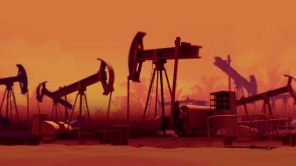Olie industrie pomp aansluitingen. Lus klaar animatie. - Video